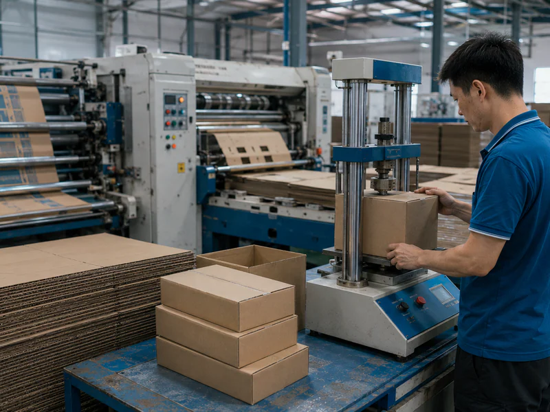 Corrugated box manufacturing process in factory