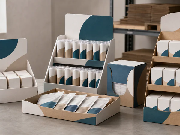 Retail counter display box holding multiple products