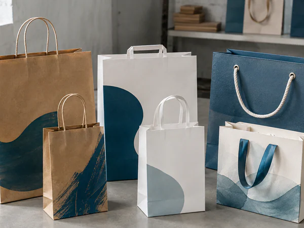 Branded paper shopping bag with rope handles