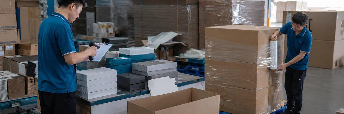 Secure export packing and palletizing of finished goods