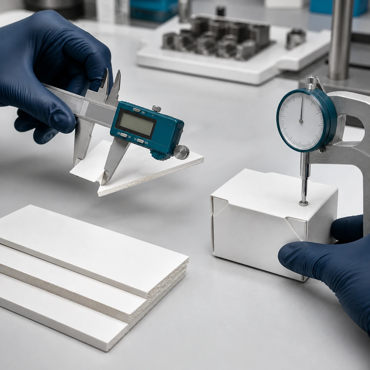 Plotter machine cutting a structural packaging sample