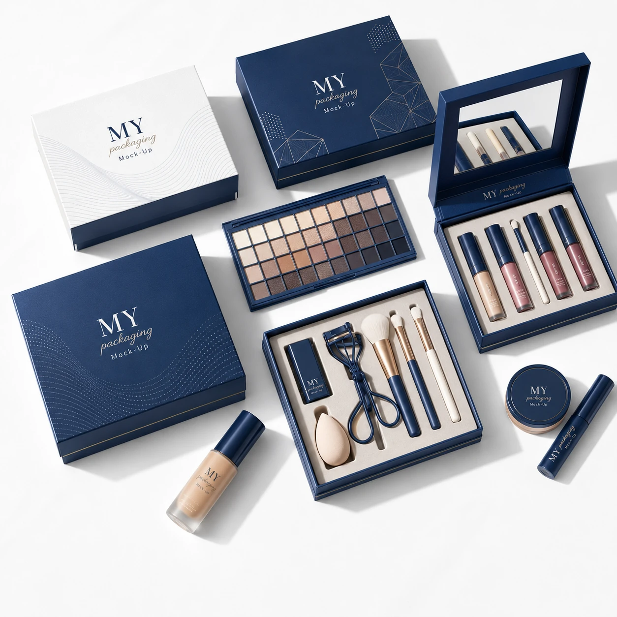 Multi-product beauty gift set box with organized compartments
