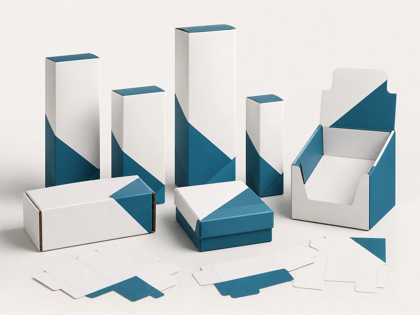 White structural packaging sample being measured with a ruler