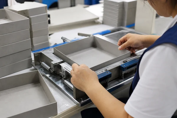 Greyboard cutting machinery in packaging factory