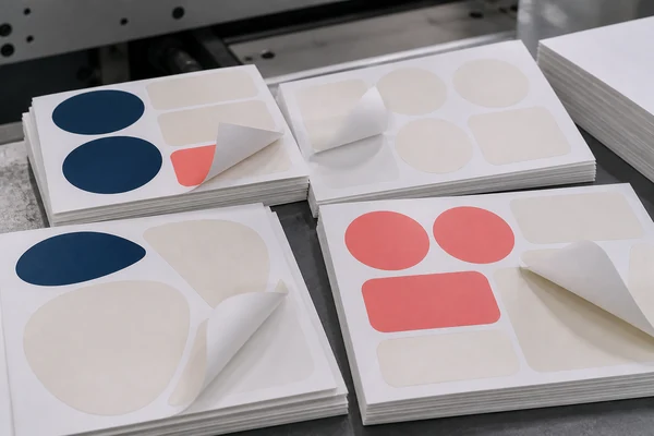 Multiple custom die-cut stickers arranged on a flat sheet