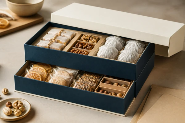 Premium gift food box structure for curated sets