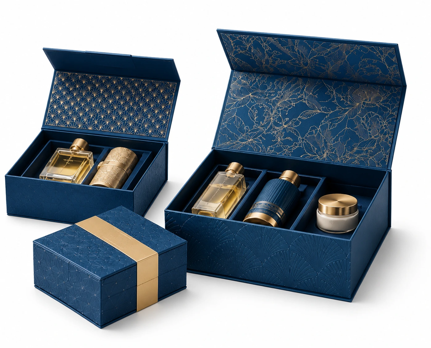 Premium magnetic closure box open showing custom insert