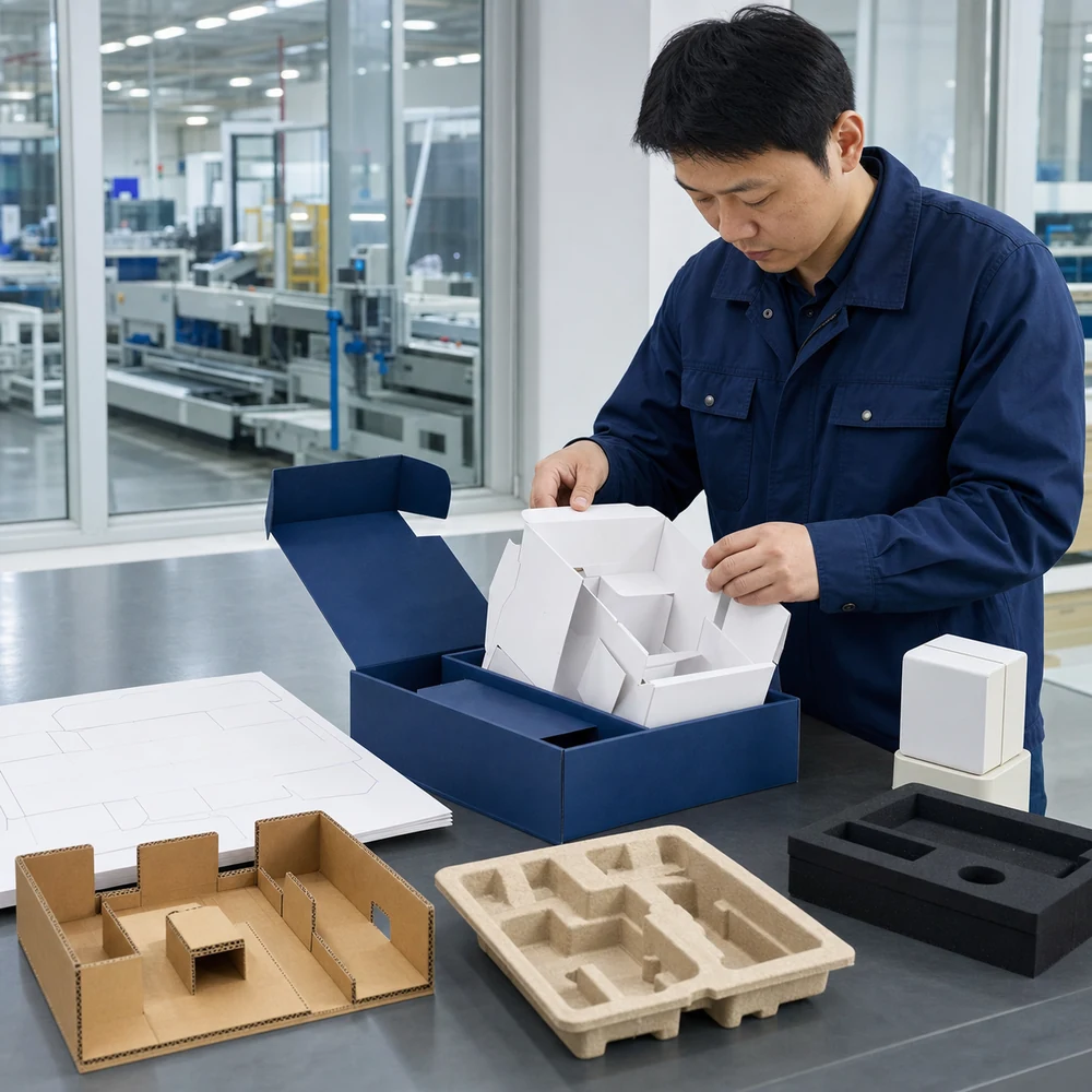 Packaging engineer measuring product dimensions