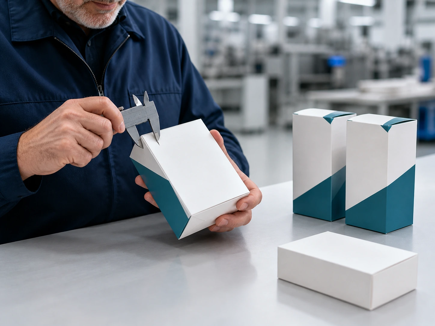 Machine operator inspecting print quality