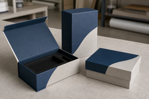Premium rigid presentation boxes with specialty finishes