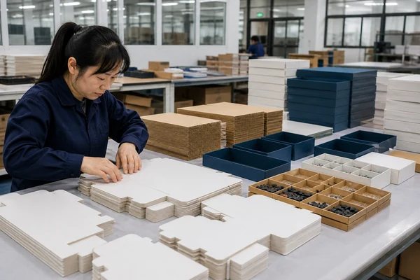 Precision hand assembly of premium rigid boxes