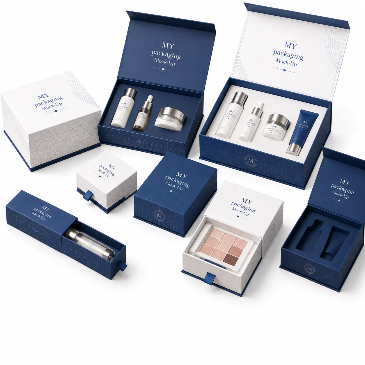 Compact paperboard boxes for makeup palettes with high impact print
