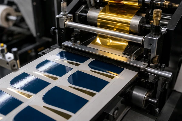 Application of protective varnishes and specialty finishes on labels