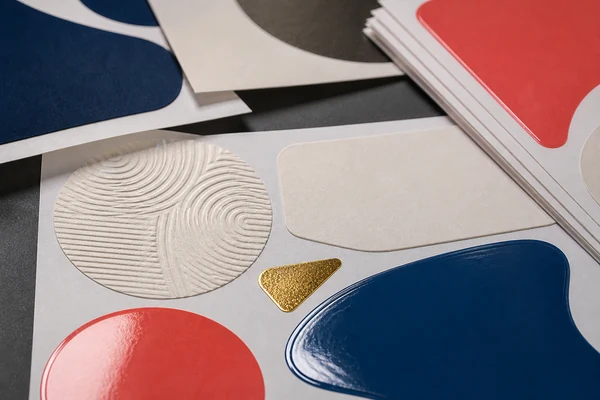 Close-up of specialty foil stamping and embossing on a premium label