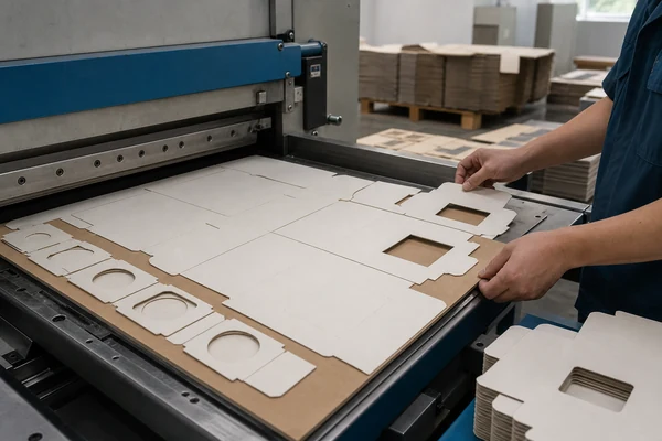 Die cutting machine punching out box structures