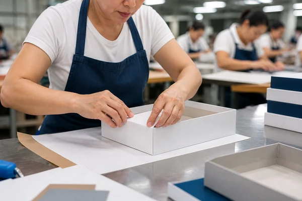 Final quality inspection of custom paper packaging