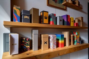 Custom joint boxes displayed on a shelf